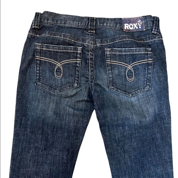 ROXY Cropped Capri Stretch Dark Wash Mid Rise Straight Leg Denim Jean 7 - Picture 4 of 8
